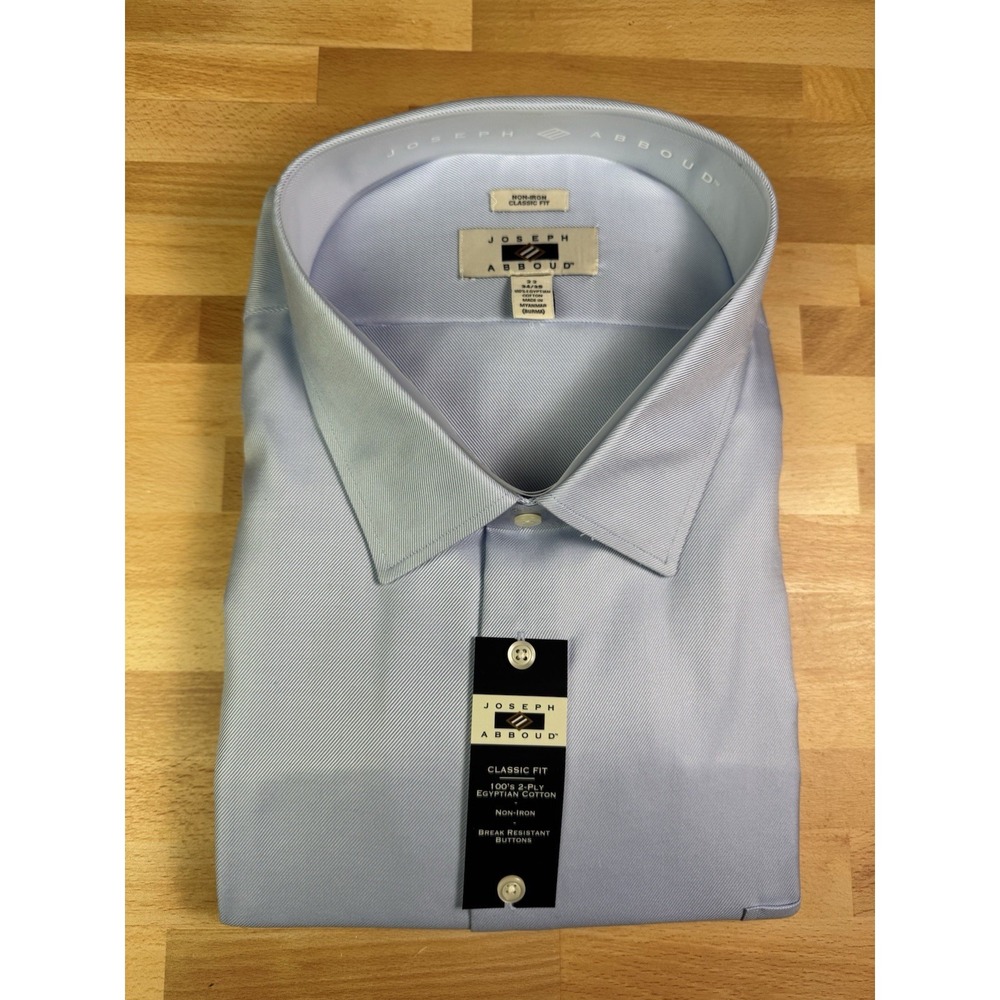 Joseph Abboud Dress Shirt 22 34/35 Blue Egyptian Cotton Classic Fit Non-Iron NWT